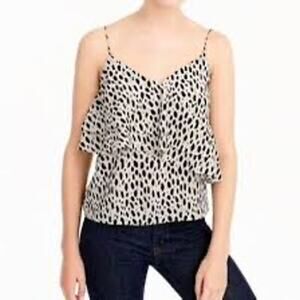 J.Crew Silk Leopard Print Cami Tank Size 0 NEW with Tags Cream/Black
